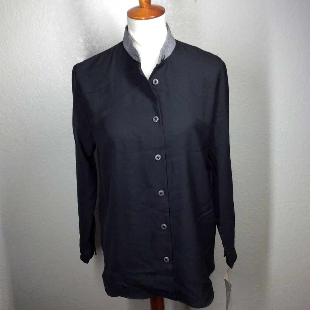 Vintage Lindsey Scott with tags collarless button down shirt